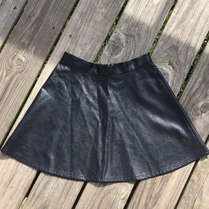 Flare leather skirt